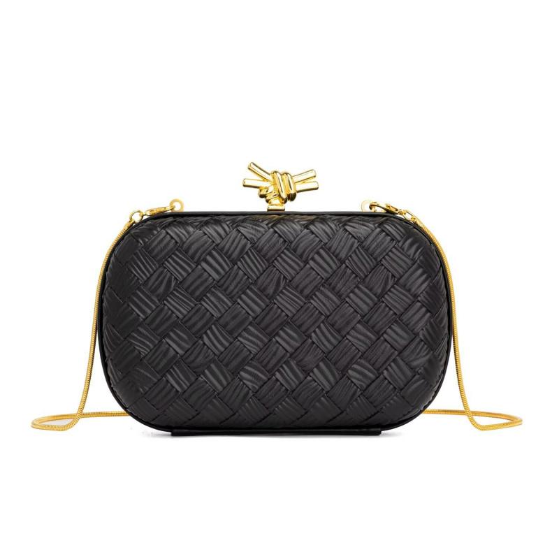 2026woven evening clutch bag, equipped with a chain handle, features European and American styles and is of the box-shaped crossbody bag type.