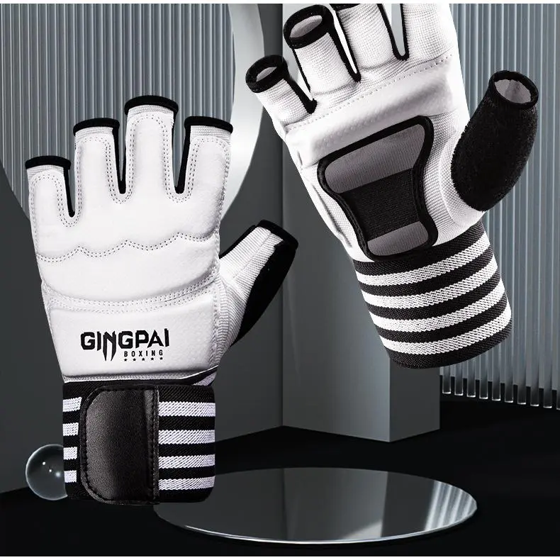 MMA Half-Finger Boxing Gloves with Extended Wrist Support for Adults, Kids, and Sparring
