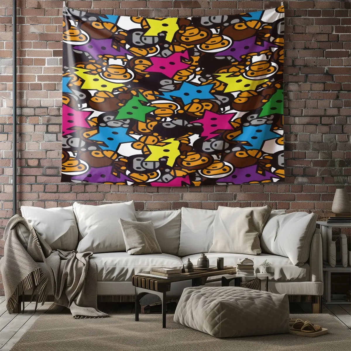 Camouflage Ape Head Pattern Tapestry, 1 Piece Of Fashionable Room Flag, Artistic Home Decoration, Suitable For Teenagers, Adults, Bedroom, Living Room, Dormitory Scene
