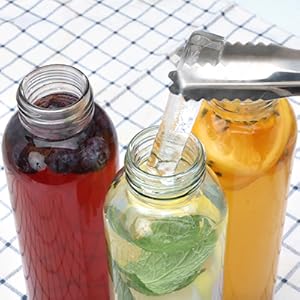 Brajttt Glass Juice Bottle with Lids,16oz Juicing Bottles Reusable, Clear Glass Water Bottles 16 oz with Stainless Steel Airtight Cap,Juice Beverage Container, Leak Proof,Set of 8