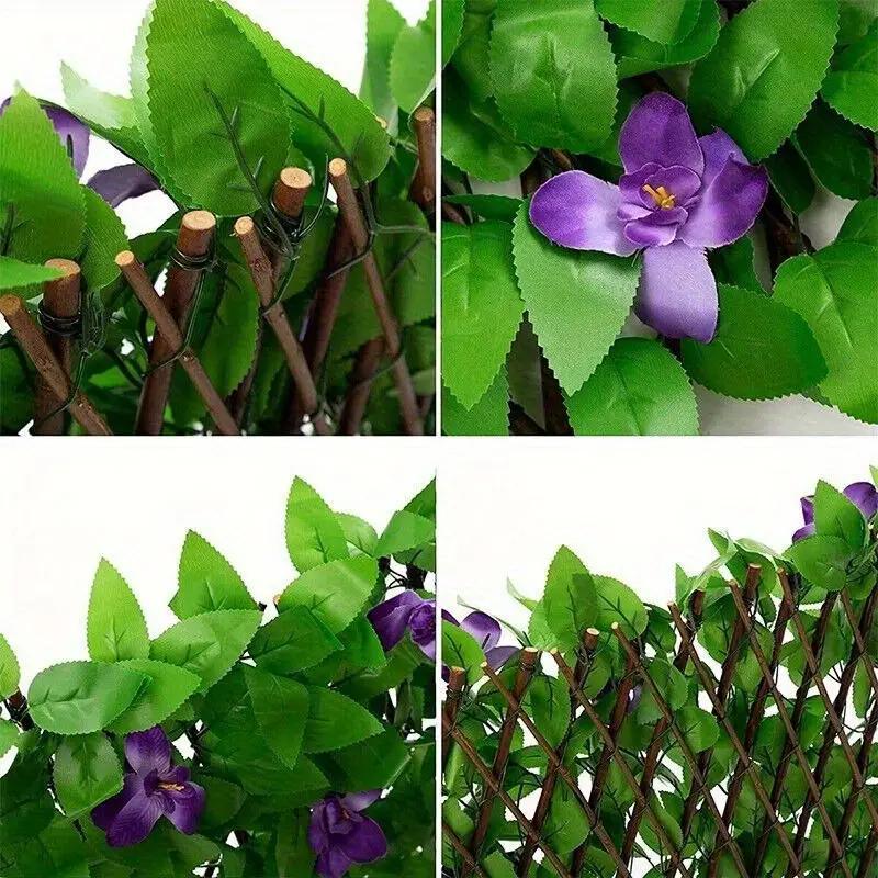 Expandable Artificial Ivy and Orchid Privacy Screen, Floral Design, Durable Plastic, Weather-Resistant, Indoor/outdoor Use, Easy Installation