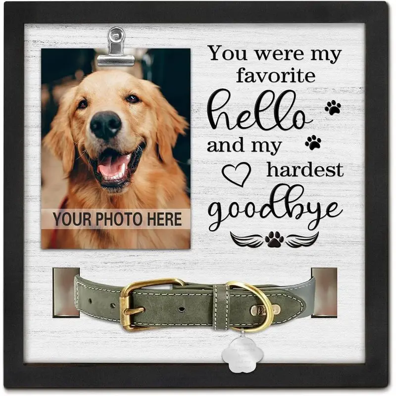 Dog commemorative gift, suitable for lost dogs, lost dog sympathy gift, pet loss sympathy frame with collar holder, pet cat commemorative gift frame, pet loss gift, cat dog commemorative frame, pet commemorative frame without collar frame