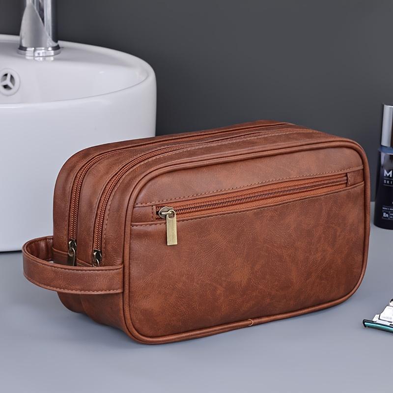 Men's toiletry bag, sports business travel PU leather toiletry bag, casual men's handbag