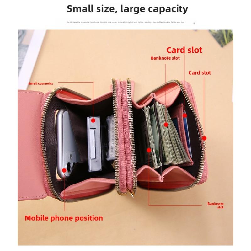 2026 Trendy Minimalist Touchscreen Crossbody Phone Wallet for Women, Water-Resistant with Multi-Card Slots & Coin Pouch, Adjustable Strap for Shopping & Travel, Available in Multiple Colors