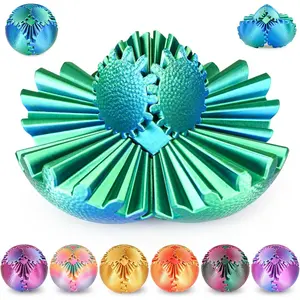 Gear Ball Fidget Toys Steampunk Gear Sphere Stress Relief for Kids Adults 3D Printed Unique Funny Birthday Gift for Christmas White Elephant Stocking Stuffer Easter (Christmas Green, Dia. 2.5")fidget toys