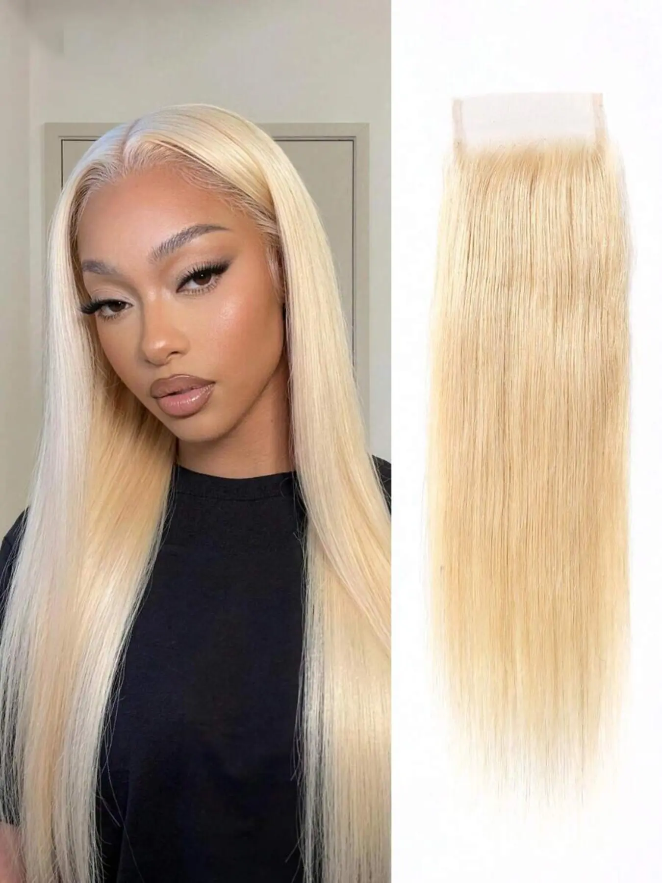 Silky Straight 5x5 Lace Frontal Closure 613 Blonde Transparent Lace 100% Human Hair Pre Plucked Natural Hairline Smooth & Soft Brazilian Human Hair Extensions