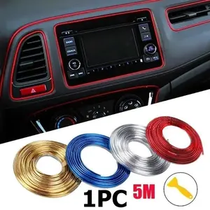 Car Moulding Decoration Flexible Strips 5M Interior Auto Mouldings Car Cover Trim Dashboard Door Edgein Car-styling Universal Automotive Interior Accessories