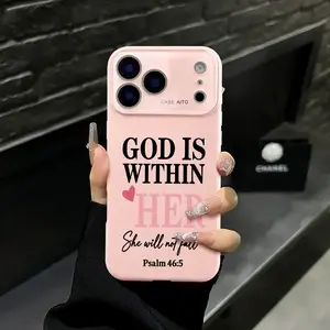 Christian Bible Verse Phone Case (God Is Within Her Psalm 46:5) - Full Camera Protection, Shockproof, Durable Smartphone Accessory for iPhone 17 Pro Max, 16, 15 Plus, 14, 13, 12 - Fits Handheld Cellphone Devices