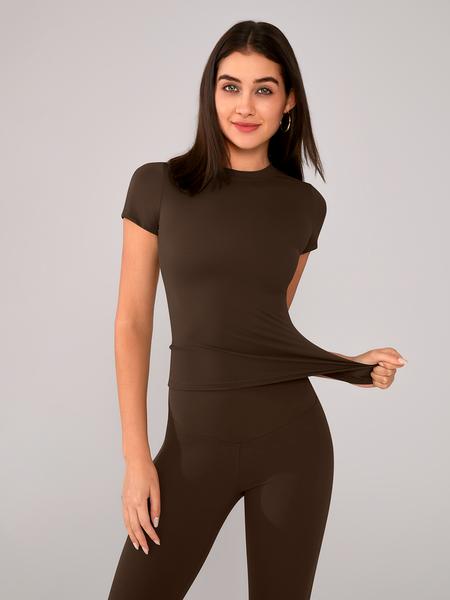 Women's Solid Short Sleeve Tee & Leggings Loungewear, Casual Comfy Round Neck Top & Skinny Pants PJ Set, Ladies Sleepwear for Spring & Fall, Pajama Women's Solid Short Sleeve Tee & Leggings Loungewear, Casual Comfy Round Neck Top & Skinny Pants PJ Set, Ladies Sleepwear for Spring & Fall, Pajama