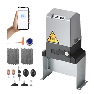 VEVOR Solar Sliding Gate Opener, 280W Electric Gate Opener for Doors up to 65.6ft 1799lbs, Gear Track Rolling Fence Door Motor with Infrared Sensor 2 Remote Controls, Driveway Gates Opening System