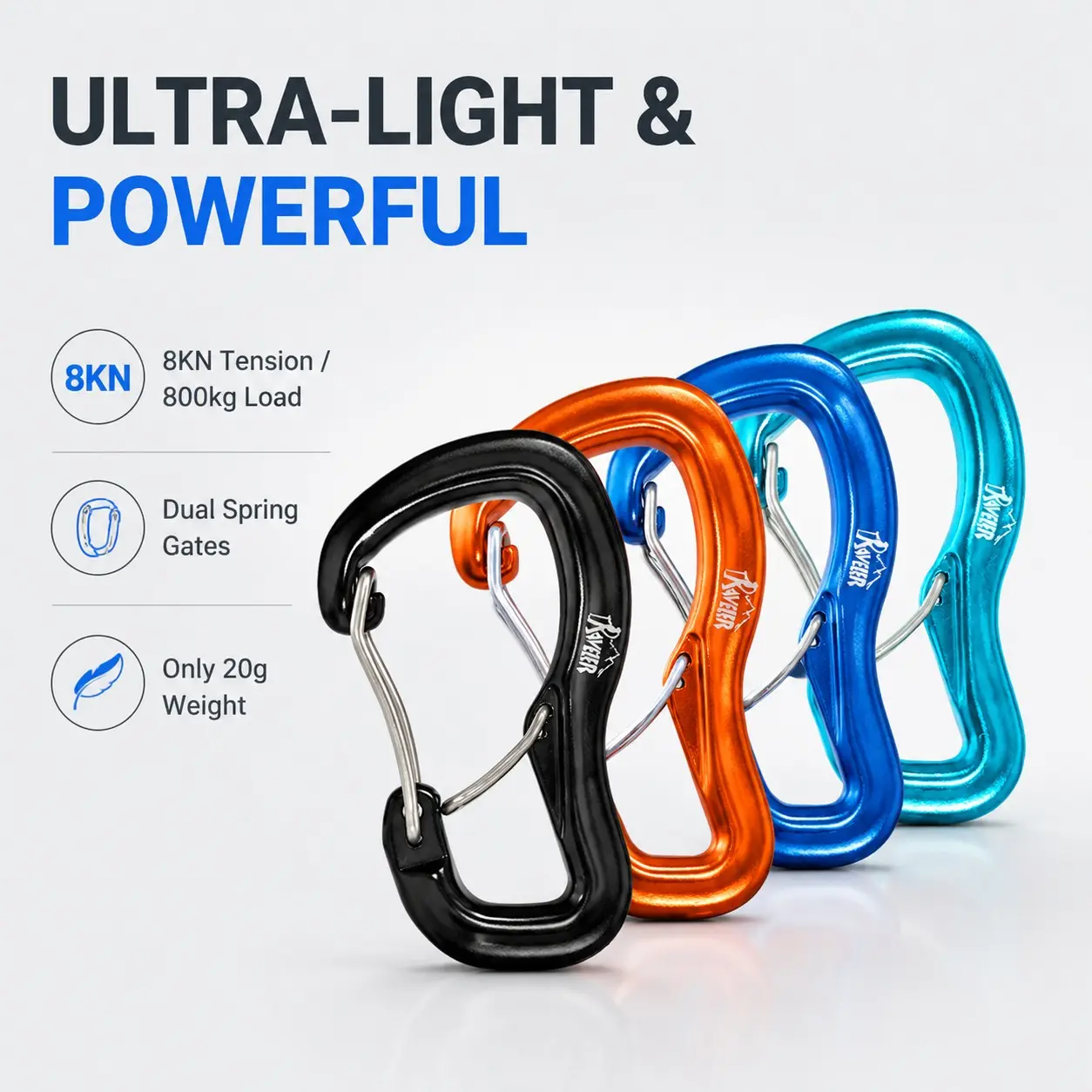 Double Gate Aluminum Carabiner Clip, Outdoor Hammock Backpack Hook for Camping