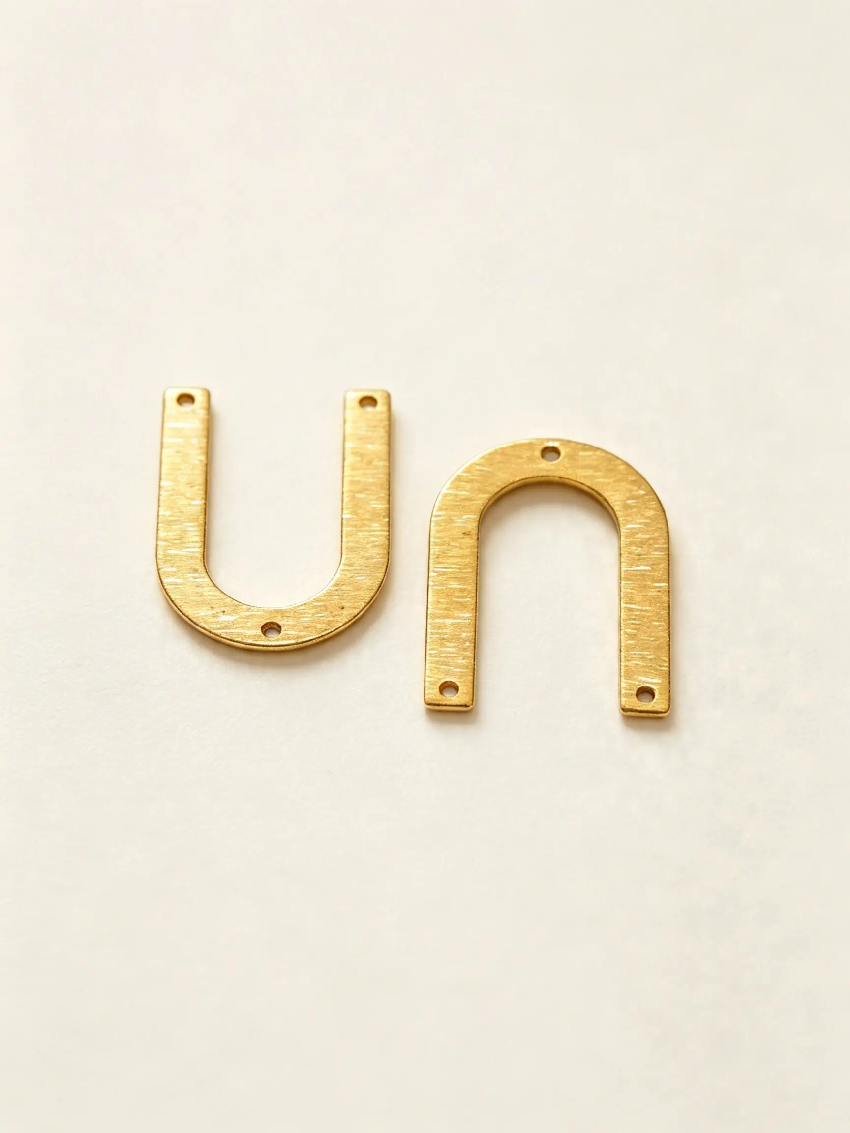 10pcs Brushed Raw Brass U Shape Charms, 3 Holes Arch Horseshoe Metal Connectors, DIY Dangle Earring Making Jewelry Findings Supplies