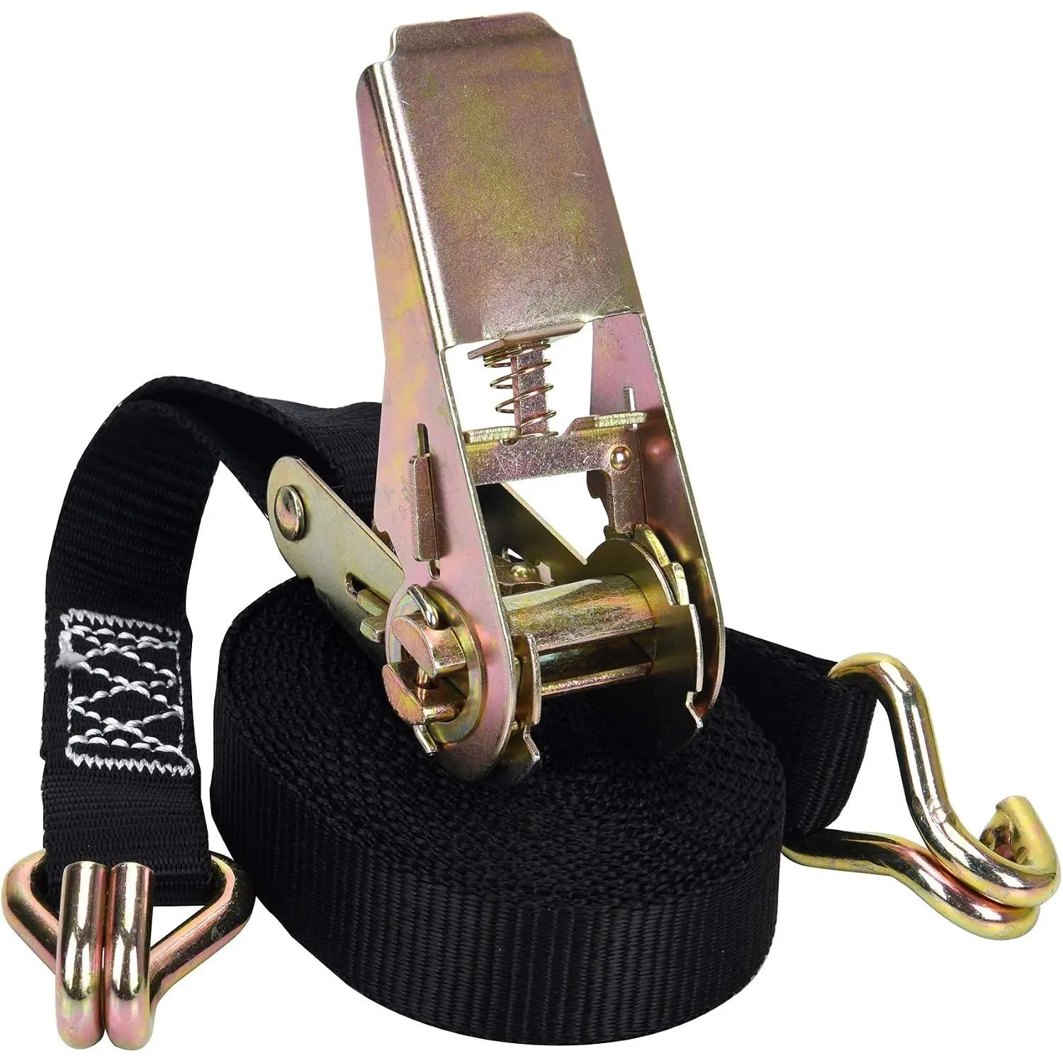 Ratchet Tie Down - 1000lbs Working Load - Double J Hook | Cargo Straps  for Moving Appliances, Lawn Equipment and  (1in x 12 ft)