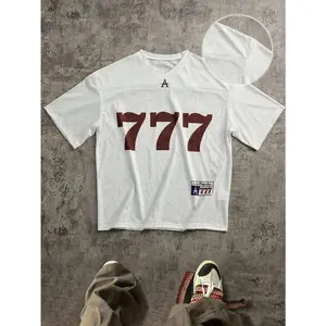 Manfinity Dauomo Men's Summer Loose Knitted Mesh Fabric Numeric Printed White Casual Sports Short Sleeve T-Shirt