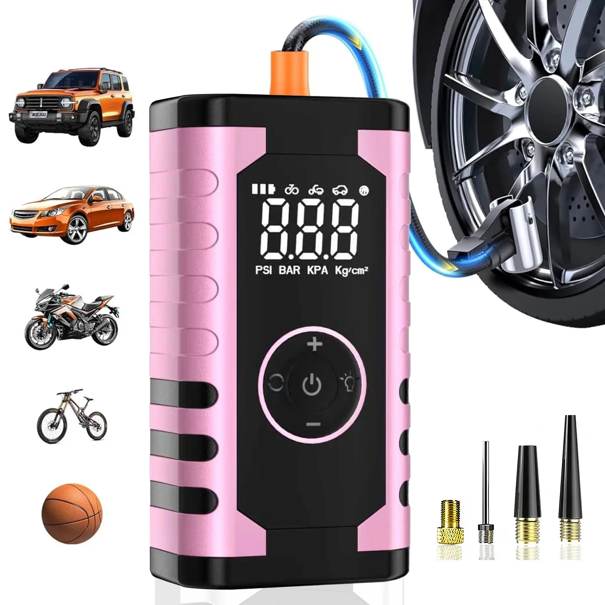 Portable Car Tire Inflator, 150 Psi Smart Air Compressor, 3x Faster, Auto Shut Off, LED Light, for Cars, Motorcycles, Bikes, Sports Gear