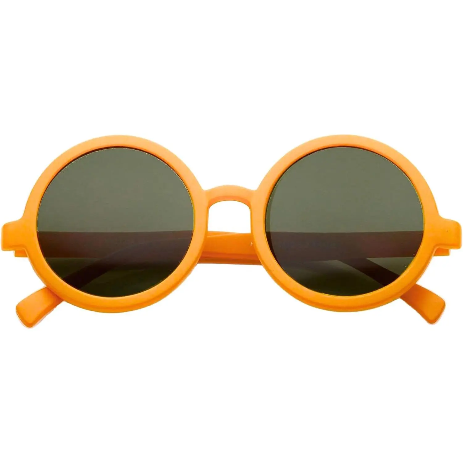 Trendy Round Retro Sunglasses for Women, UV400  Horn Rimmed Neutral-Colored Lens 52mm (MatteOrange/Green)