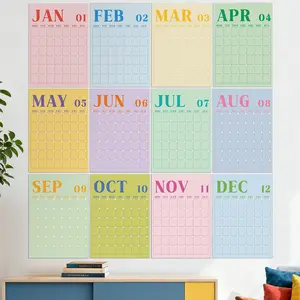 2026 2026  Classroom Wall Calendar Undated Large Monthly Dry Erase Erasable Calendar Big 16 x 12 Inches Annual Blank Planner 12 Month No Year Planning Office  ( Candy Color)