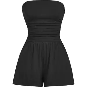 Women Summer Casual Strapless Romper Sleeveless Off Shoulder Short Jumpsuits 2026 Beach Vacation ClothesGift.