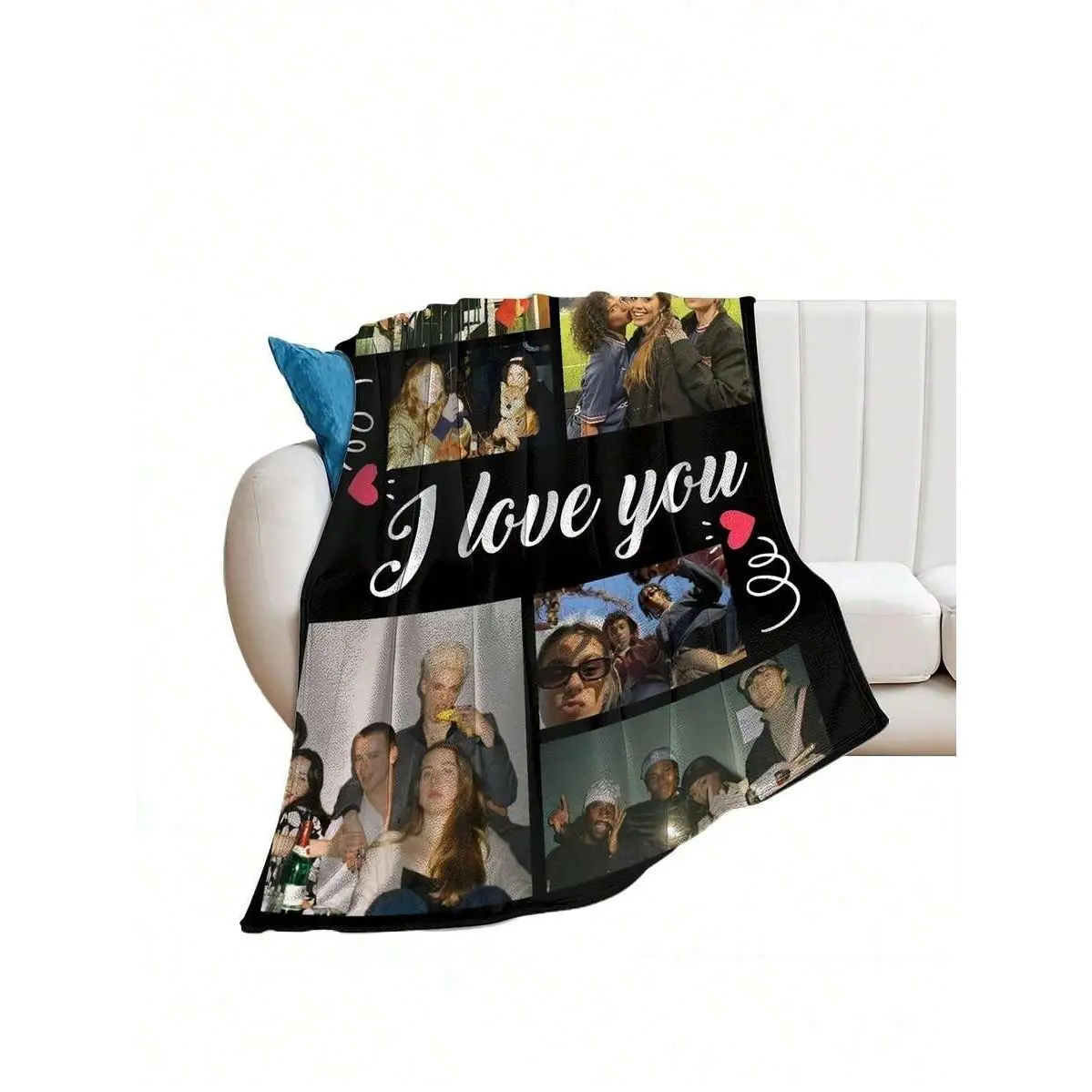 1pc Customizable Photo Blanket Upgraded Thickened Fabric Soft Comfortable for Bedroom Living Room Valentine's Day Housewarming Gift Sofa Bed Car Tea Room Bathroom Dining Room Decor