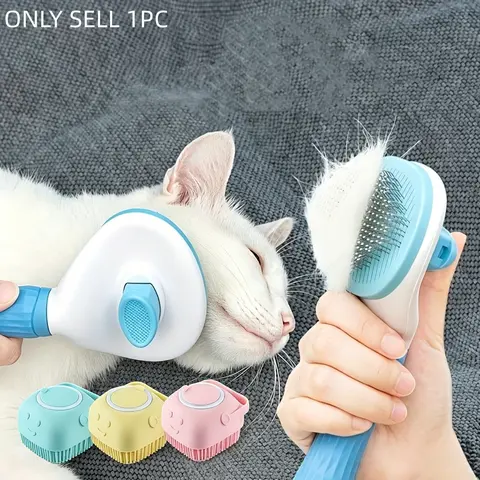 Pet Hair Removal Comb, 1 Count Pet Grooming Brush, Deshedding Tool, One-Click Cleaning Pet Hair Remover, Dog & Cat Grooming Supplies, Dog & Cat Accessories, Groomer Tools