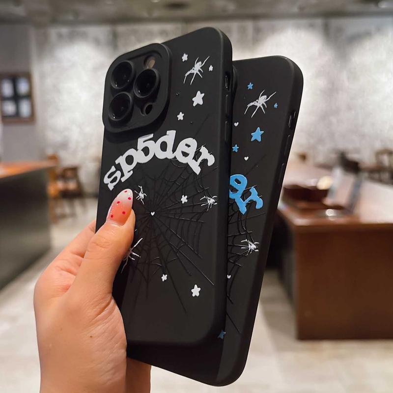 Dark Spider Web Design Tpu Anti-Drop Phone Case Set, Soft Full Coverage Compatible with iPhone 11, 12, 13, 14, 15, 16, 17 Series, Samsung Galaxy S21, S22, S23, S24, S25, S26,Trendy and Protective Case for Every Style