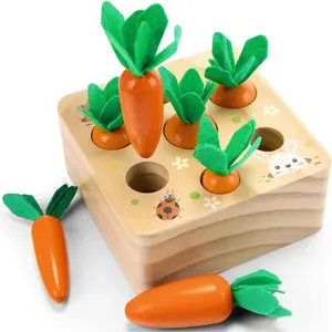 Montessoritoys for 1 Year Old, Wooden Toys Developmental Shape Sorting & Matching Puzzle Carrots Harvest Game, Birthday Gifts for Toddlers Babies Boys and Girls 6-12 Months Christmasfidget toys