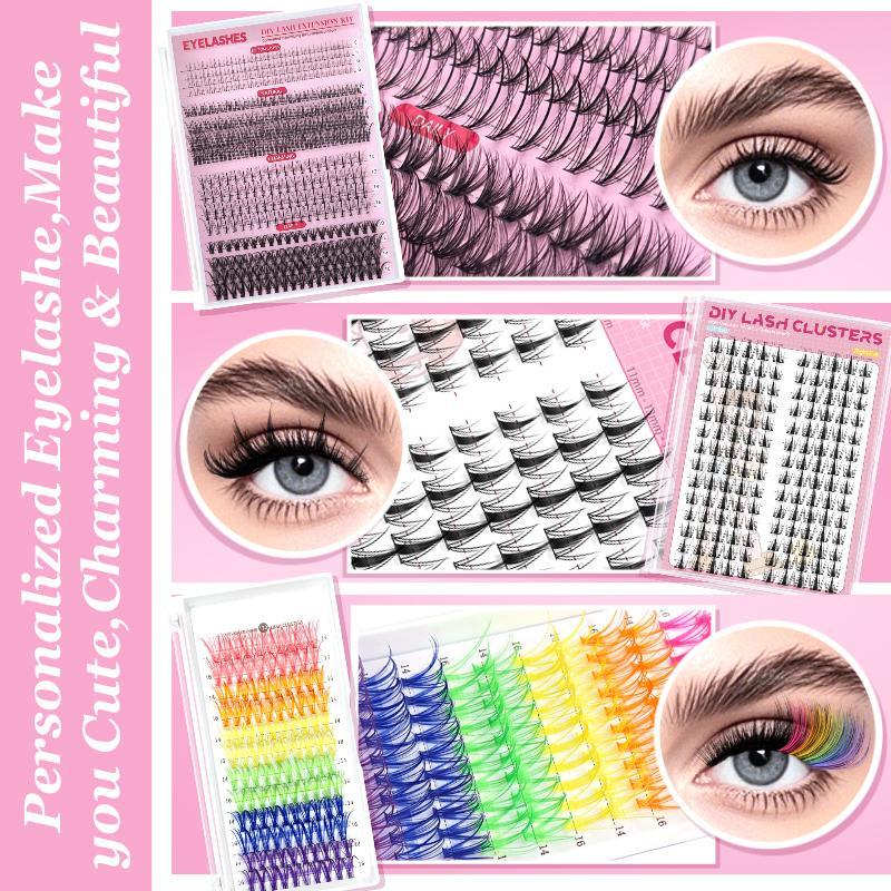 Gift Set (6 Kits /5 K) Individual Fasle Eyelashes with Lash Applicators, Three Styles Lashes, Natural, Thick & Personality Styles in One Box, Lash Applicators Including Lash Bond and Seal, Remover, Tweezers, Brush & Swabs. One Box Meet All your DIY Demand