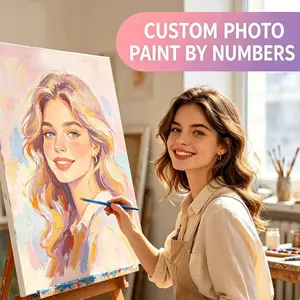 Personalized Custom Photo Paint by Numbers Kit for Adults, Vibrant Eco-Friendly DIY Canvas Painting Set, Stress Relief Handmade Wall Art Gift for Valentine's Day, Anniversary