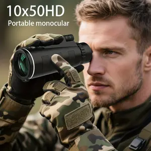 10x monocular telescope | 50mm large lens objective lens, manual focus adjustment to accurately capture details, compact and portable. Suitable for bird watching, outdoor adventure, travel scenery appreciation, hiking and sports events - stable optical pe