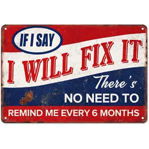 Rustic Worn Rust Border Patriotic Tri-Color Handyman Aluminum Sign 8x12 Inch, Mixed Font Funny Repair Saying Wall Hanging Decor for Indoor Shop Mudroom Barn Wall backyard bar gift