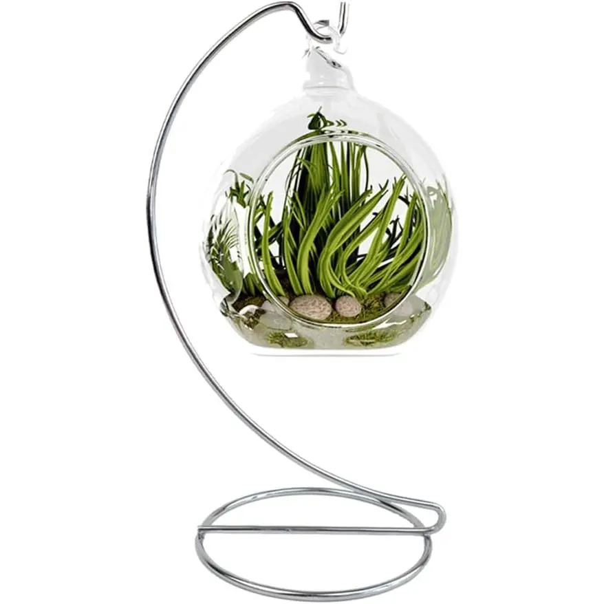 9 Inch  Ornament Display Stand, Metal Ornament Hanger Stand for  Glass Globe, Air  Terrarium,  Ball, Christmas Ornament and  Wedding Decoration (1, 9x4 )