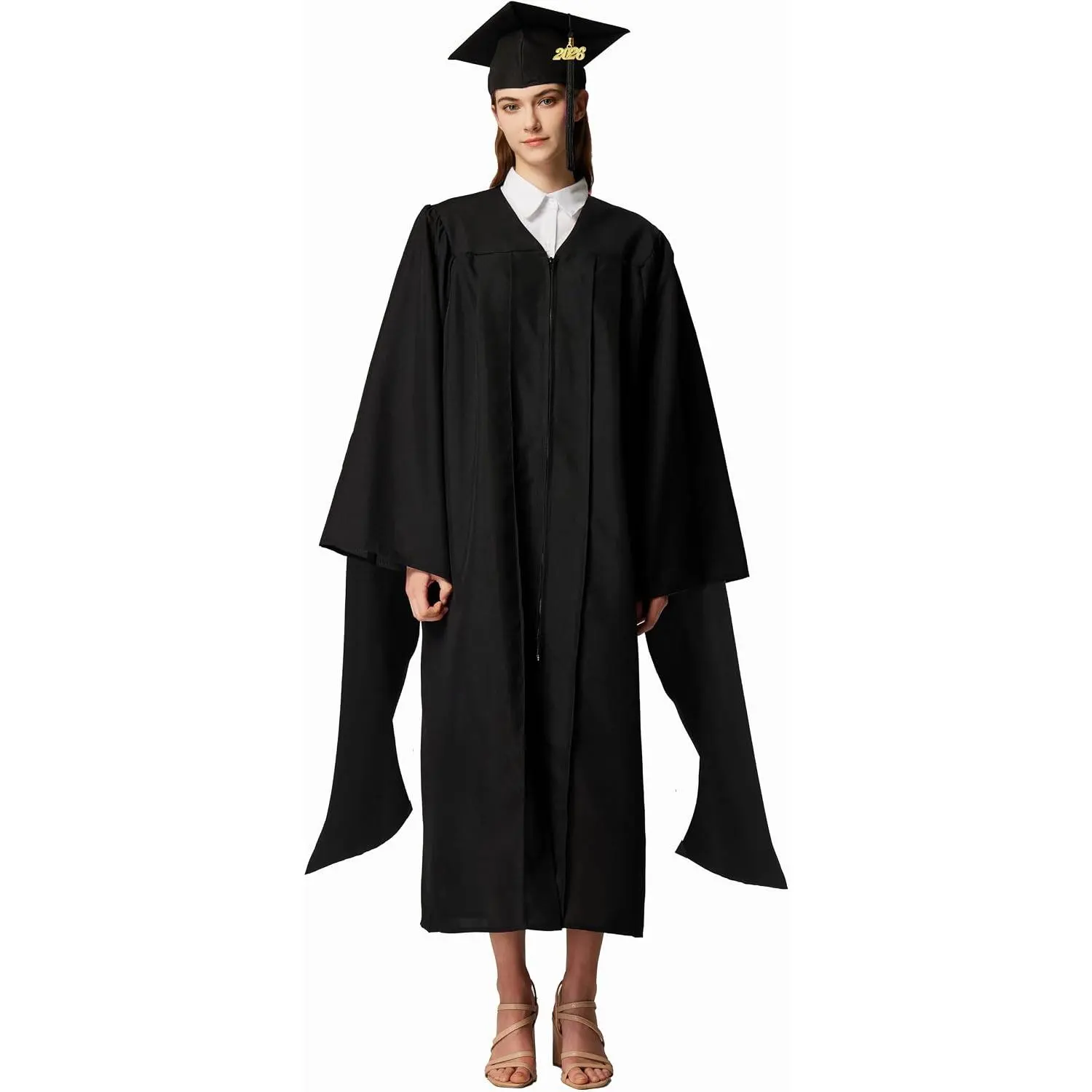 Graduation Master Cap and Gown Master Regalia with Black 2026 and 2025 Tassel Package