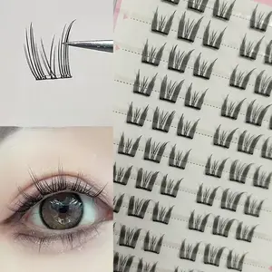 Directly Applied False Eyelashes, 60pcs Dense C Curl Lashes, 10-12mm Length, 0.07mm Thickness, Self-Adhesive, Sweet Style, Daily Light Makeup