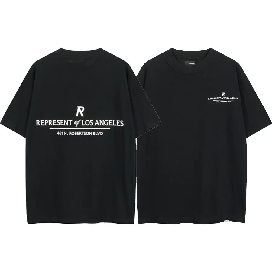 180gRepresent Los Angeles Limited Edition Slogan Logo Print Loose Fit Men's and Women's Short Sleeve T-Shirt