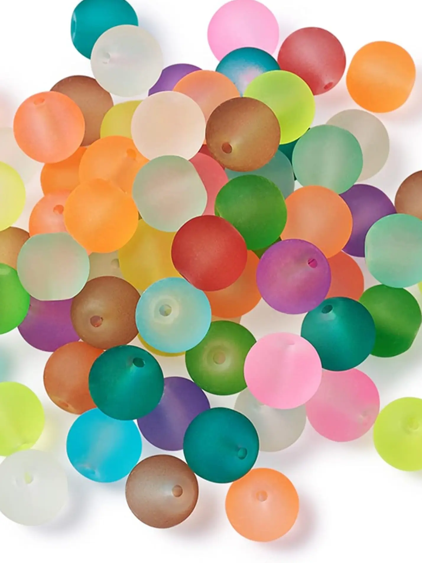 200pcs 8mm or 100pcs 10mm or 100pcs 12mm Acrylic Round Beads for Jewelry Making,Transparent Matte Colorful Frosted Beads for Crafts
