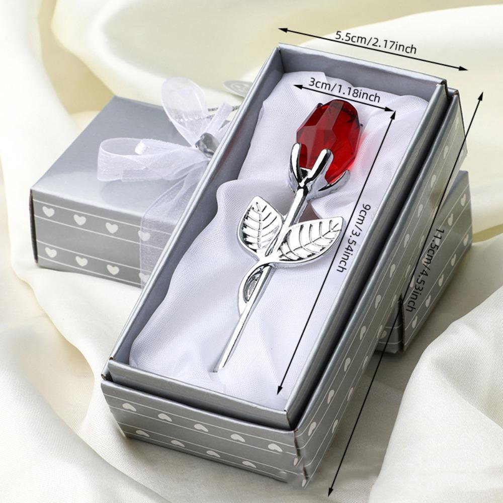 Metal Rod Acryl Rose Gift Box Set, 3pcs/set Artificial Rose Flower Gift Set, Rose Design Party Favors, Wedding Engagement Gift for Women & Men, Two Sided Gift