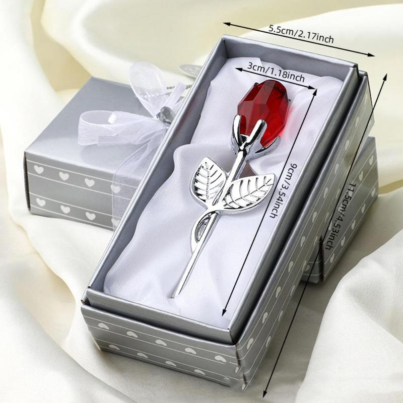 Metal Rod Acryl Rose Gift Box Set, 3pcs/set Artificial Rose Flower Gift Set, Rose Design Party Favors, Wedding Engagement Gift for Women & Men, Beautiful Gift Box