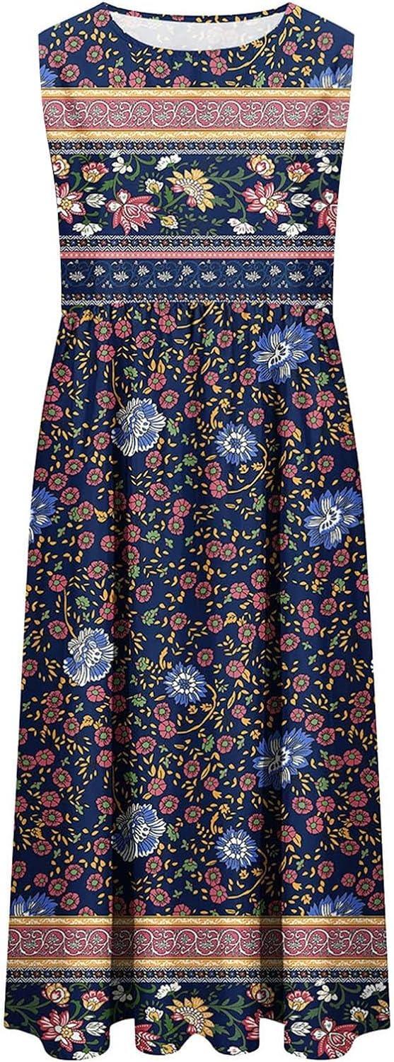 Europe and the United States 2026 spring and summer new print sleeveless pullover dress women casual plus-size dress