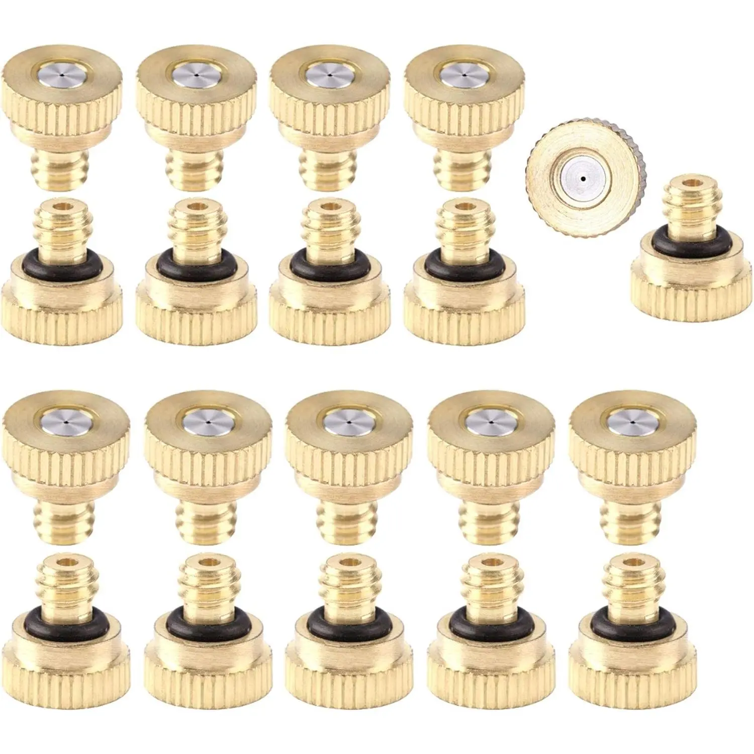 20 count Low  Brass Misting Nozzles Misting Water Mister Nozzle for Garden, Patio, Greenhouse, Outdoor Cooling Mister System 0.016" Orifice (0.4mm) Thread UNC 10/24
