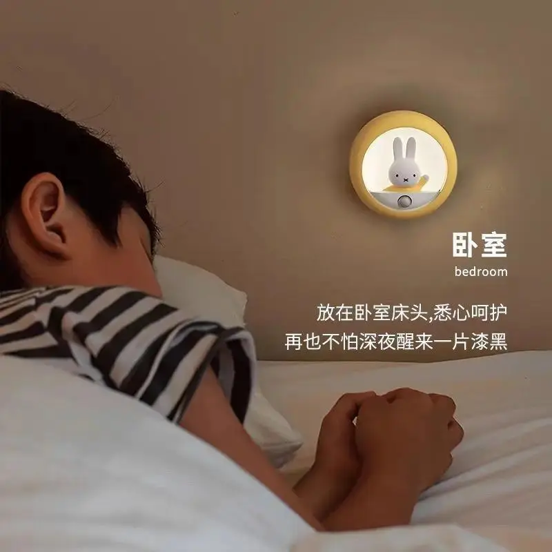 Miffy Smart Light Sensor Lamp Led Night Light Bedroom  Light Aisle Dormitory Bedside Ambient  Exquisite Lovely Kawaii Cute New