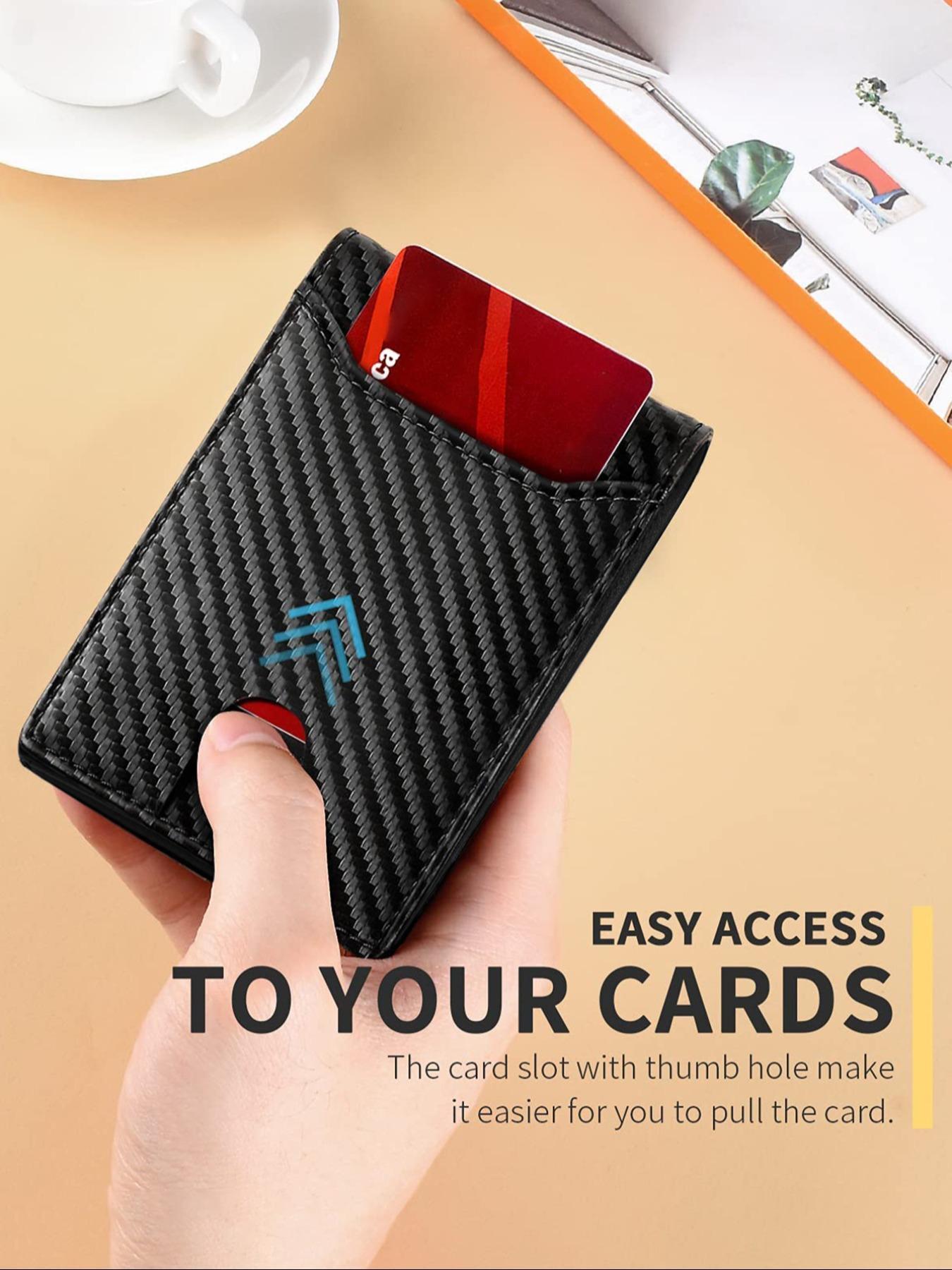 Men's Carbon Fiber Pattern Wallet, RFID Blocking Card Holder, Simple Double Fold Credit Card Holder, Business Fashion Wallet, Fashionable Wallet for Daily Use