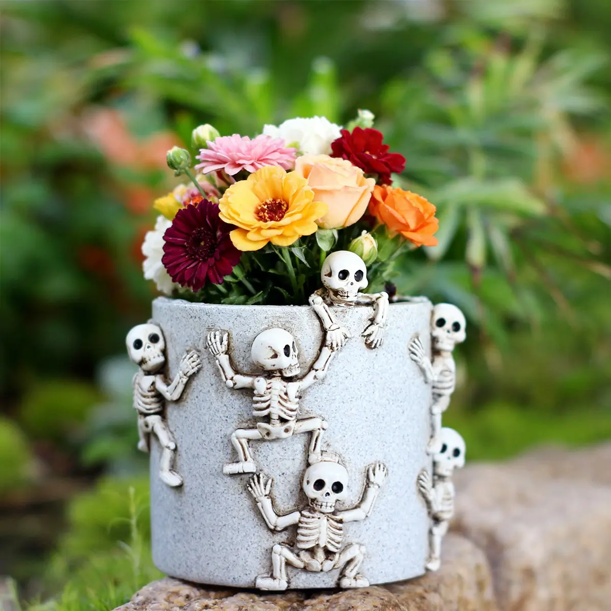 Gothic Halloween Resin Skull Planter, Sculptural Planter, Unique Succulent Grower, Home Decor Gift, Indoor Outdoor Garden Use, No Plant Included