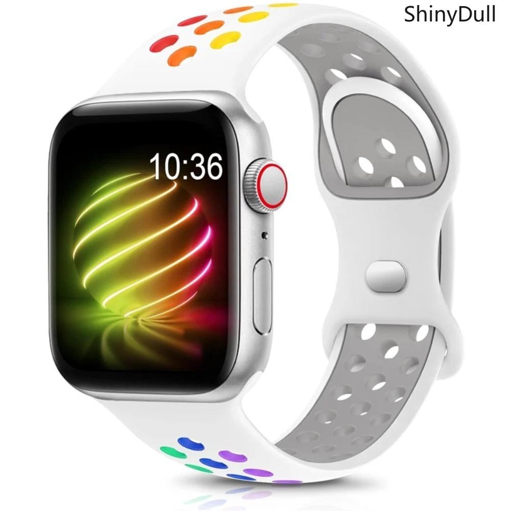 Apple Watch Band Sport Silicone Strap, Breathable Soft Replacement Band Compatible with 38mm–49mm Series 3 4 5 6 7 8 9 SE Ultra, Sweatproof Wristband for Workout, Running and Daily Wear