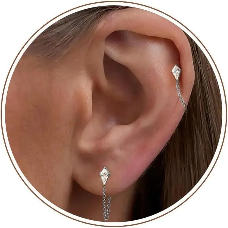 16G 18G Titanium Dangle Huggie Hoop, Rook   Cartilage Earring Conch Helix Hoop Earring