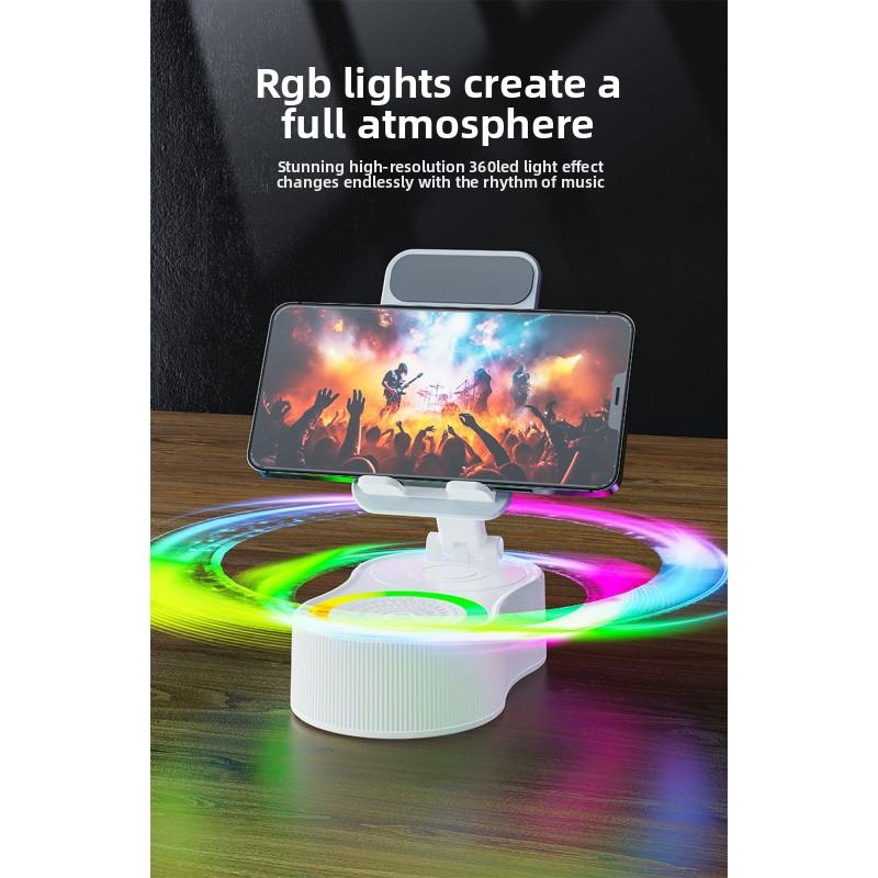Smart Wireless Bluetooth Speaker with Induction Phone Stand for Music and Video, 5-in-1 Home Office Vertical Tablet Holder