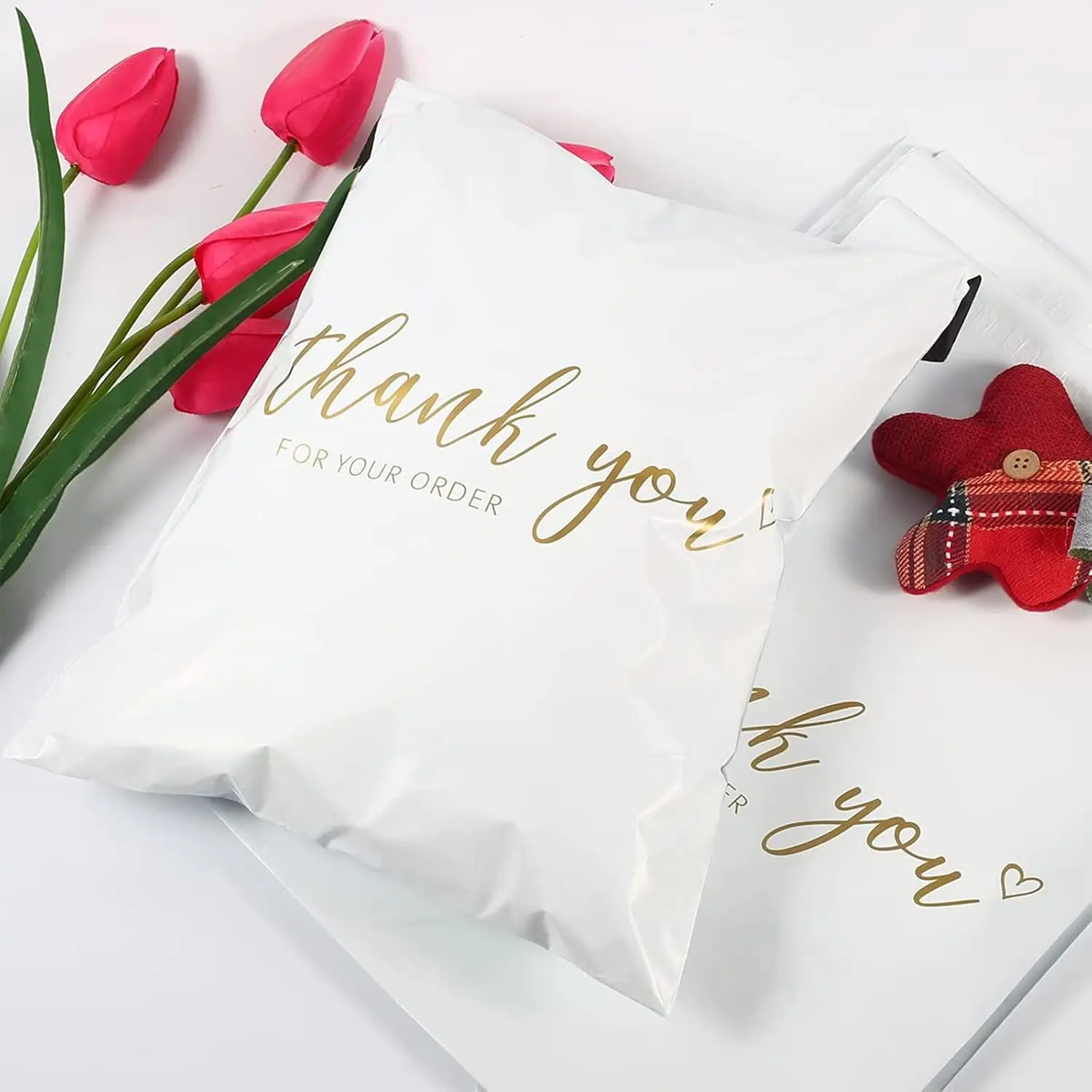 Thank You Poly Mailers, 10*13inch 100pcs Variety Pack (25 Pcs Each Color) for Small Businesses, Accidental Damage Resistant Self-Seal Shipping Bags with Strong Adhesive for Clothing