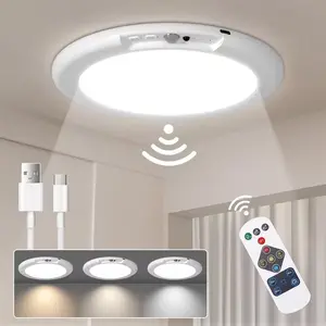 1-Pack Magnetic Ceiling Light with Remote Control, Rechargeable LED Ceiling Lamp Featuring Three Adjustable Color Temperatures of 3000K, 4500K, And 6500K, Along with Ten Levels of Light Adjustment.