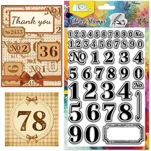 Different Size Numbers Clear  Retro Numbers Transparent  Labels  Clear  Seals for DIY Scrapbooking Photo Album Decoration, 4.3x6.3 inch