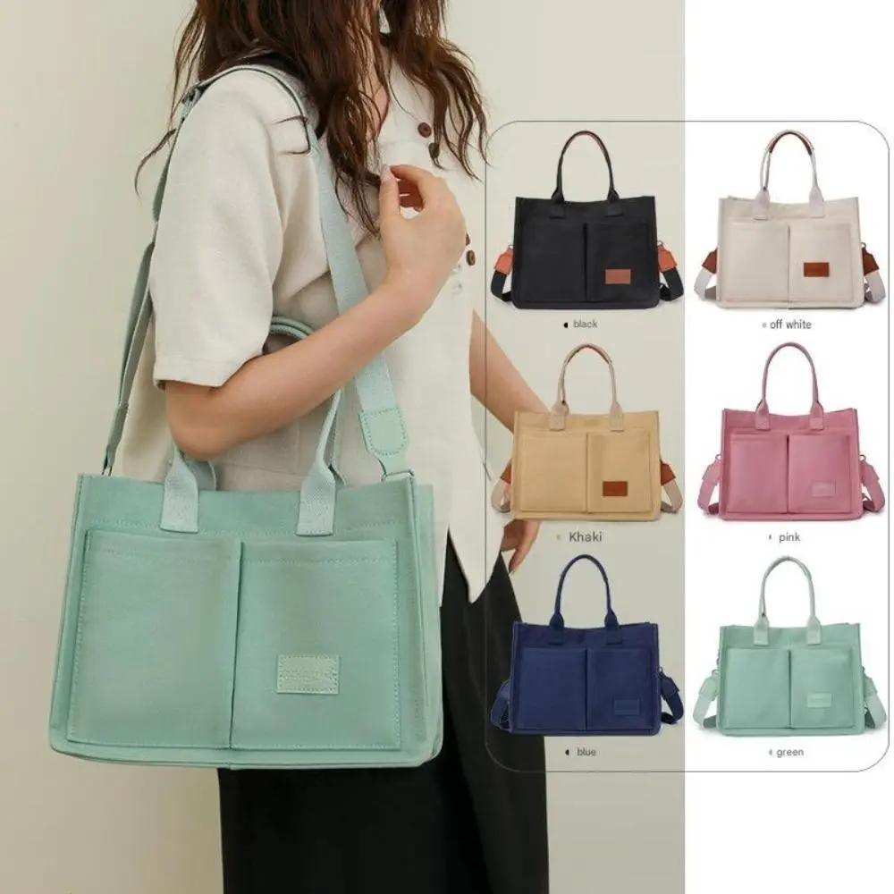 New Retro Casual Multi-Pocket Canvas Bag for Women, Large Capacity Multi-Zip Compartment All-Match Tote Purse, Detachable Adjustable Shoulder Strap Three-Way Hand Crossbody Shoulder Bag Perfect for Campus Class, Office Commute & Daily Shopping