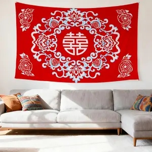 1pc 2026 New Year Happy |   Floral Grapefruit Design Bedroom Decor with Free Installation Kit, Polyester Fabric, Portrait Orientation